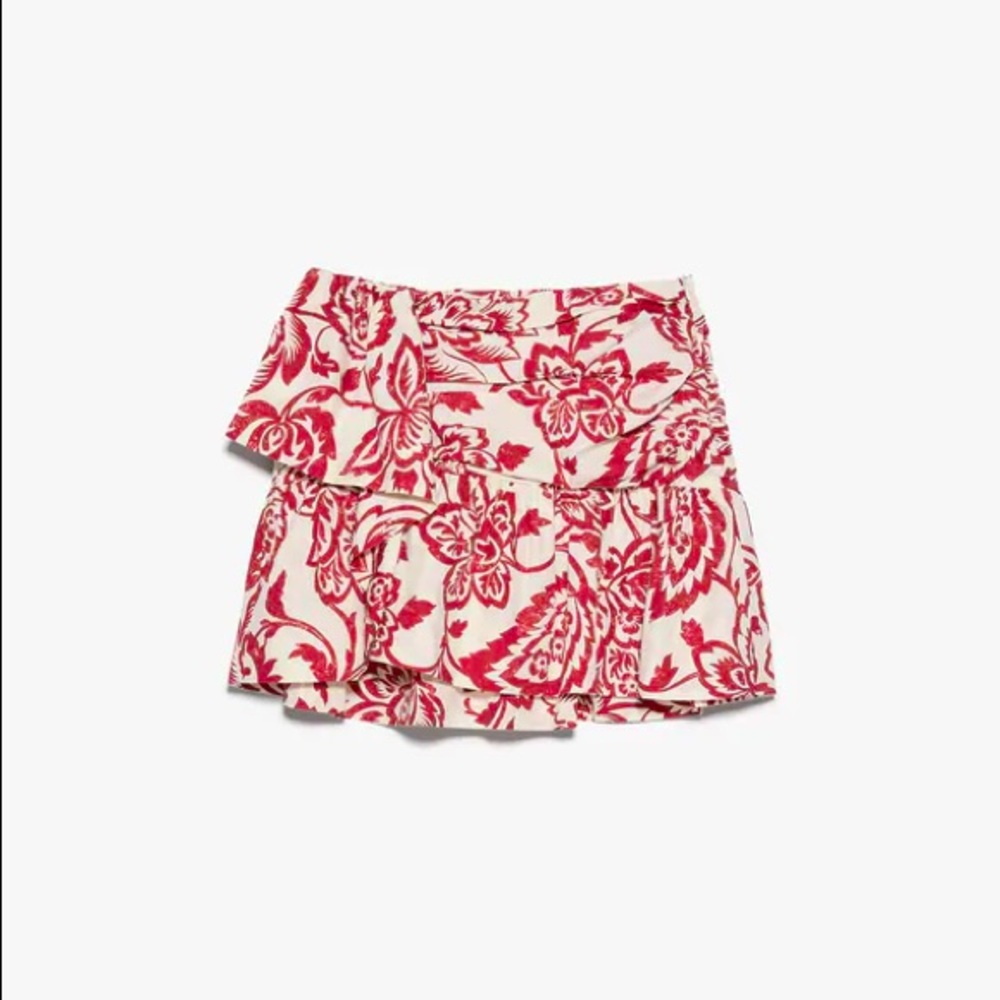 NWT Zara Red & White Floral Skirt
